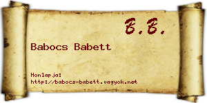 Babocs Babett névjegykártya